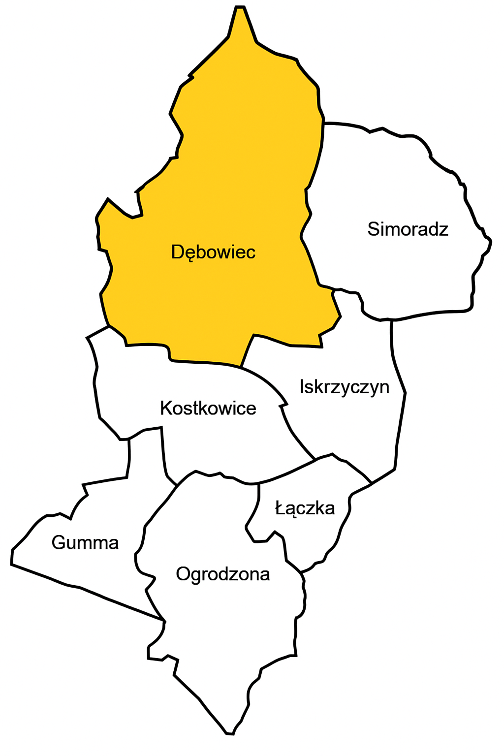 Dębowiec – mapa miejscowości w gminie Dębowiec