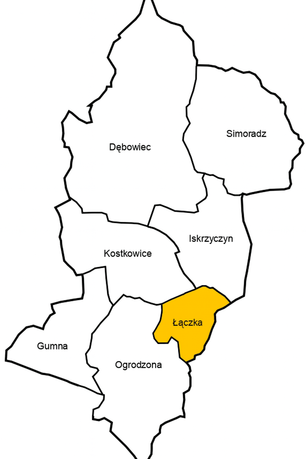 Łączka – mapa miejscowości w gminie Dębowiec