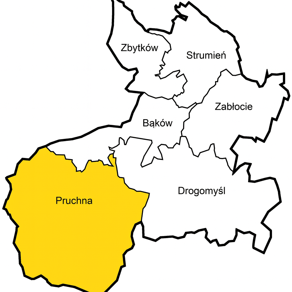 Mapa Pruchna – Obszar obsługi Taxi Stela